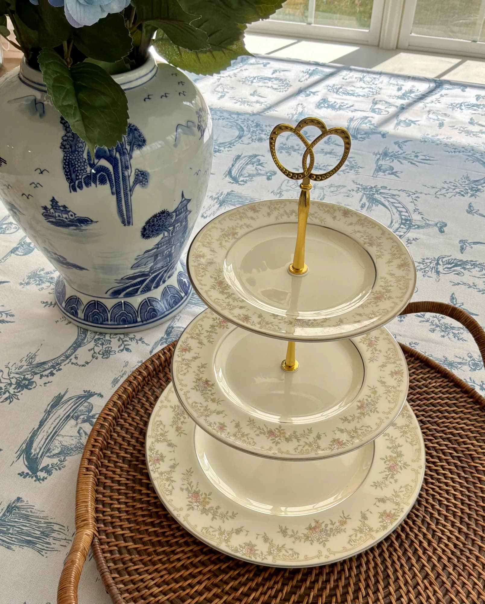 Vintage china Royal Dalton Diana serving stand with elegant…