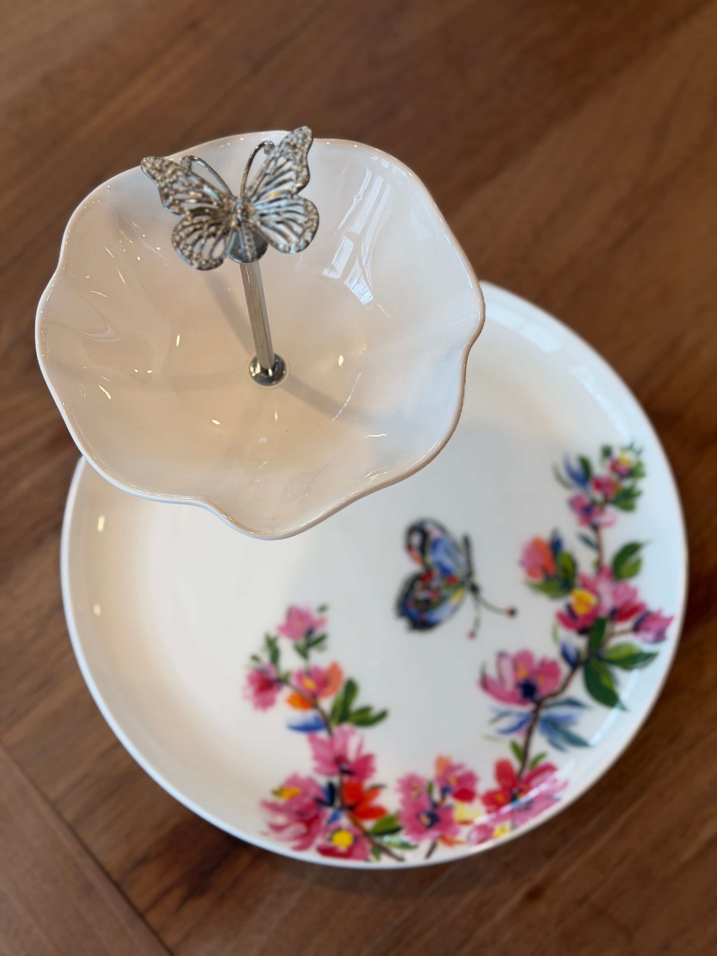 Mikasa Butterfly Garden topped with a Pottery Barn tulip…